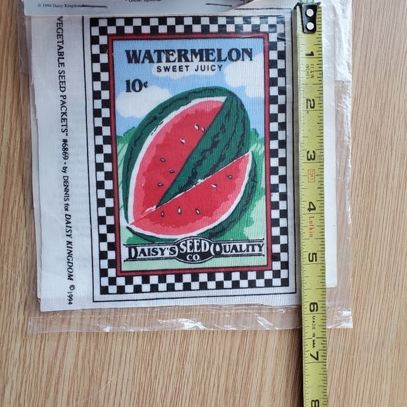 Daisy‎ Kingdom Mini No-Sew Fabric Applique watermelon seed packet vintage - Picture 5 of 5